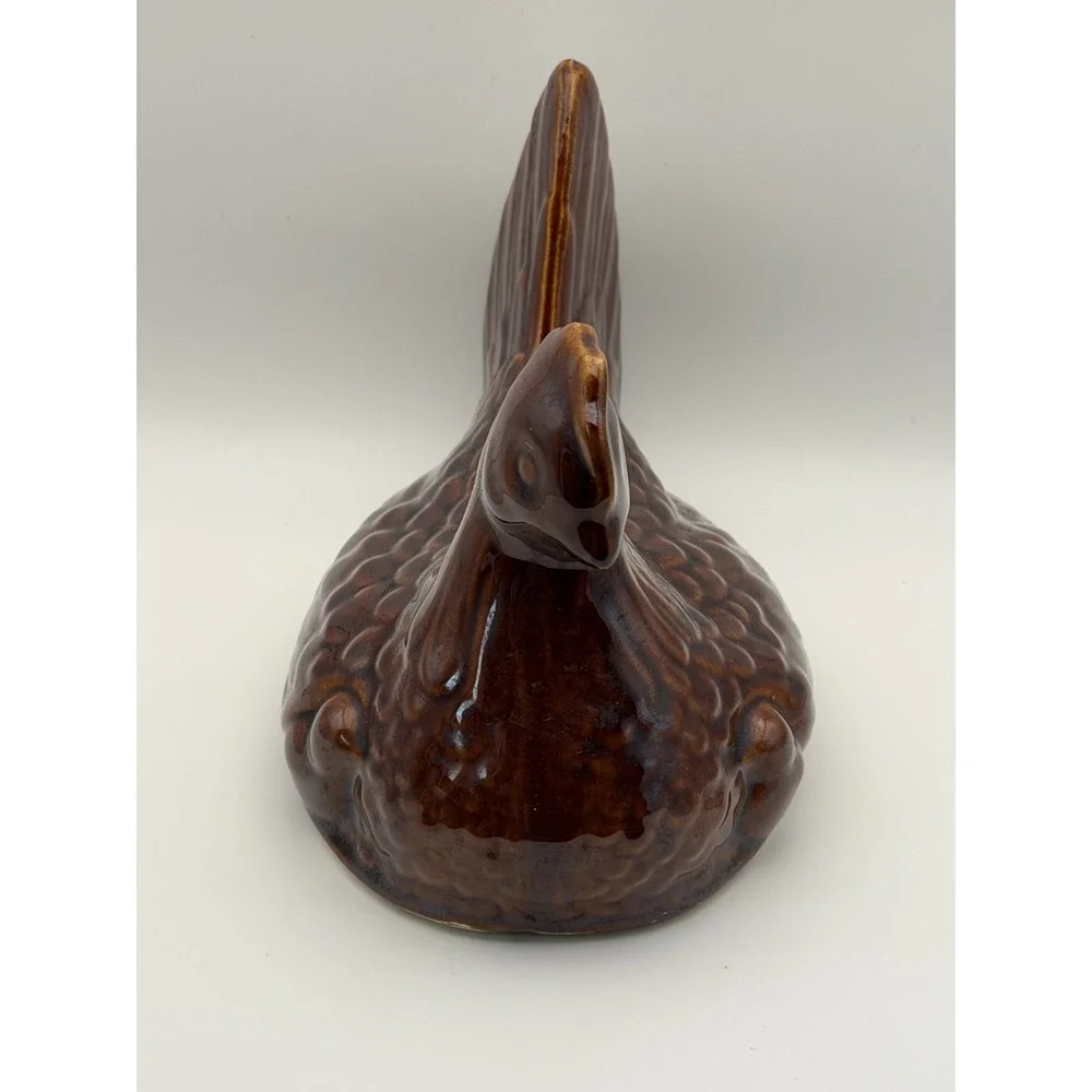 Hull Brown Drip Mirror Glaze Chicken Hen on Nest Casserole & Lid Vintage 8